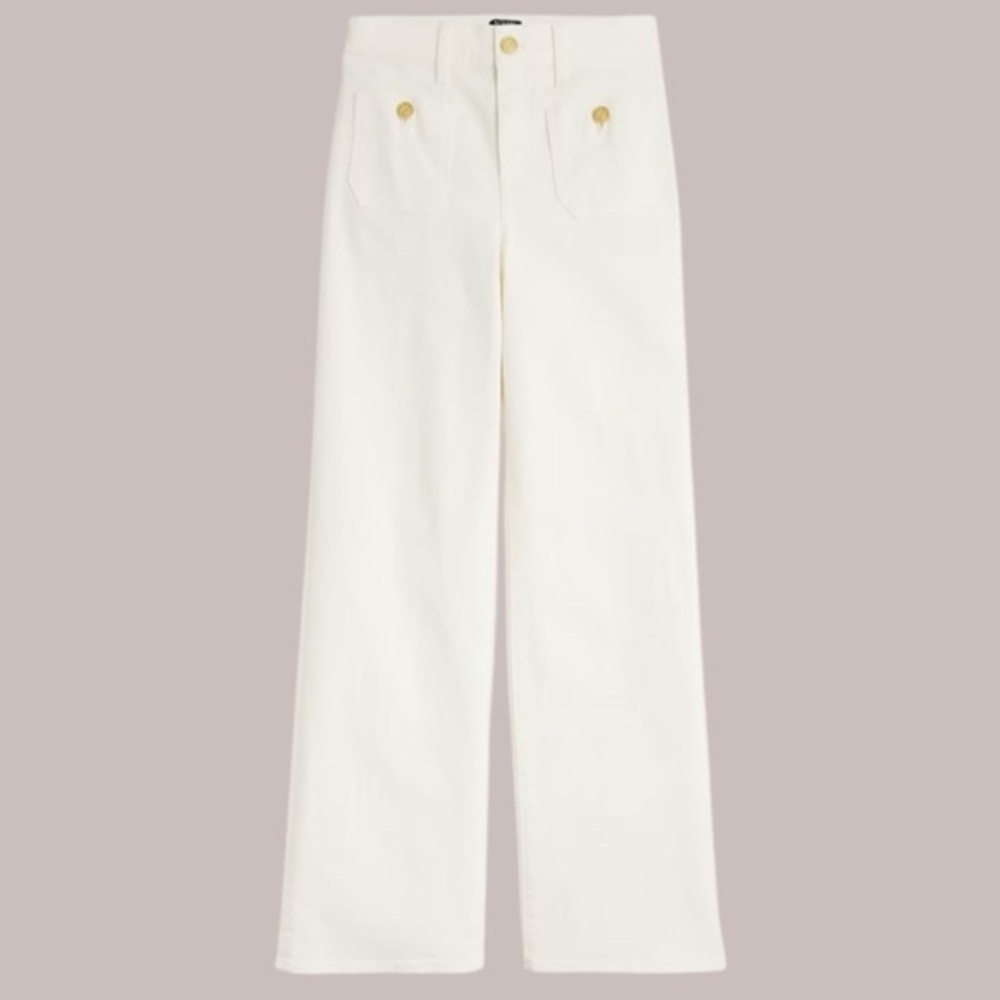 NWT J Crew Factory Slim wide-leg sailor jean in all-day stretch Seashell White - Picture 12 of 12